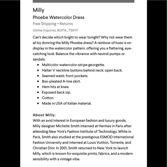 Milly of New York Phoebe Watercolor Halter Dress Size 2 - Picture 3 of 11